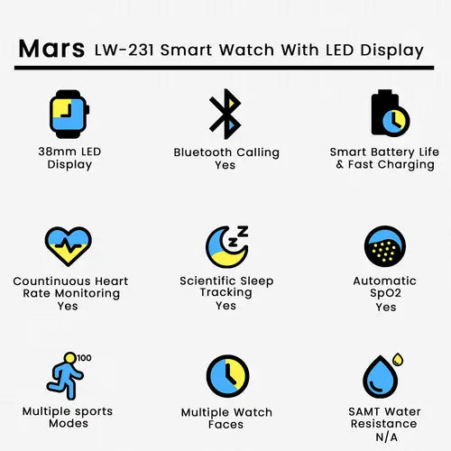 Mars LW-231 Smart Watch With LED Display